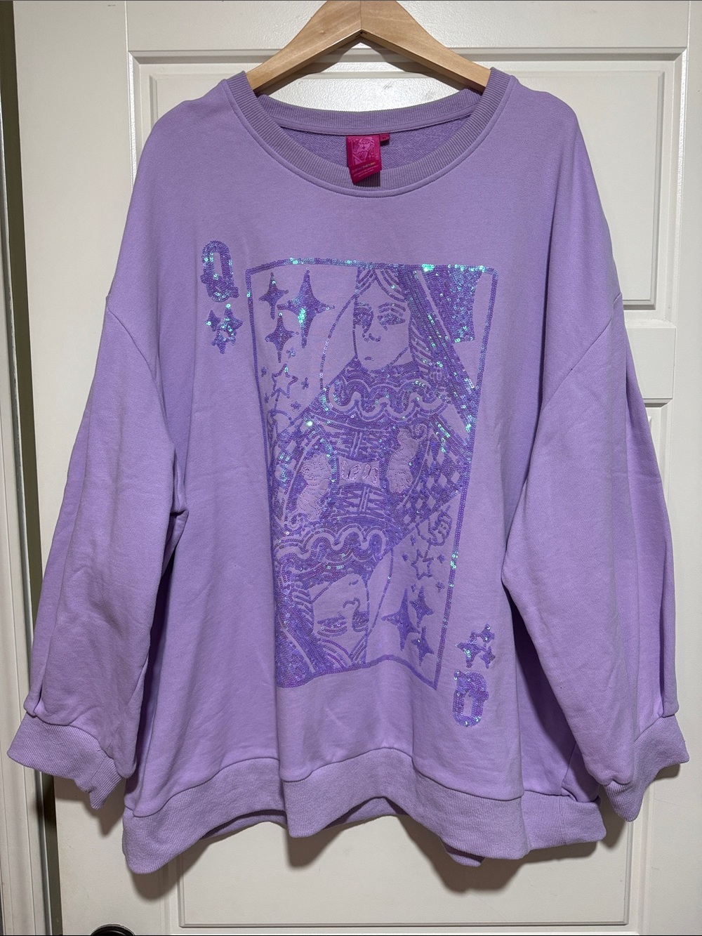 QUEEN OF SPARKLES Lavender Sequin Queen Crewneck Sweatshirt